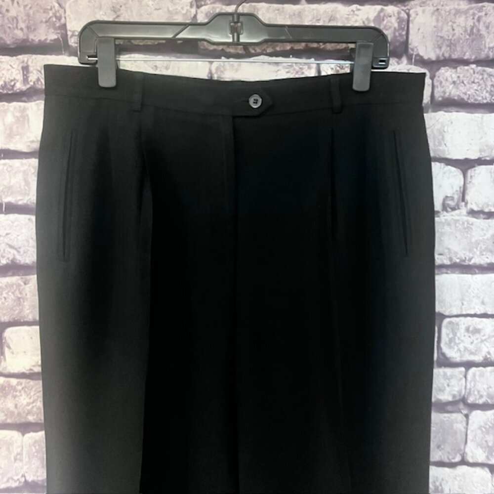 Peter Nygard Black Double Pleated Pants Size 12 - Picture 2 of 8